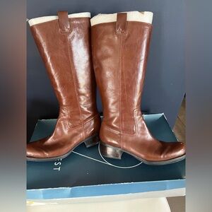 NIne West  Brown Leather Knee-High Riding Boots- size 9